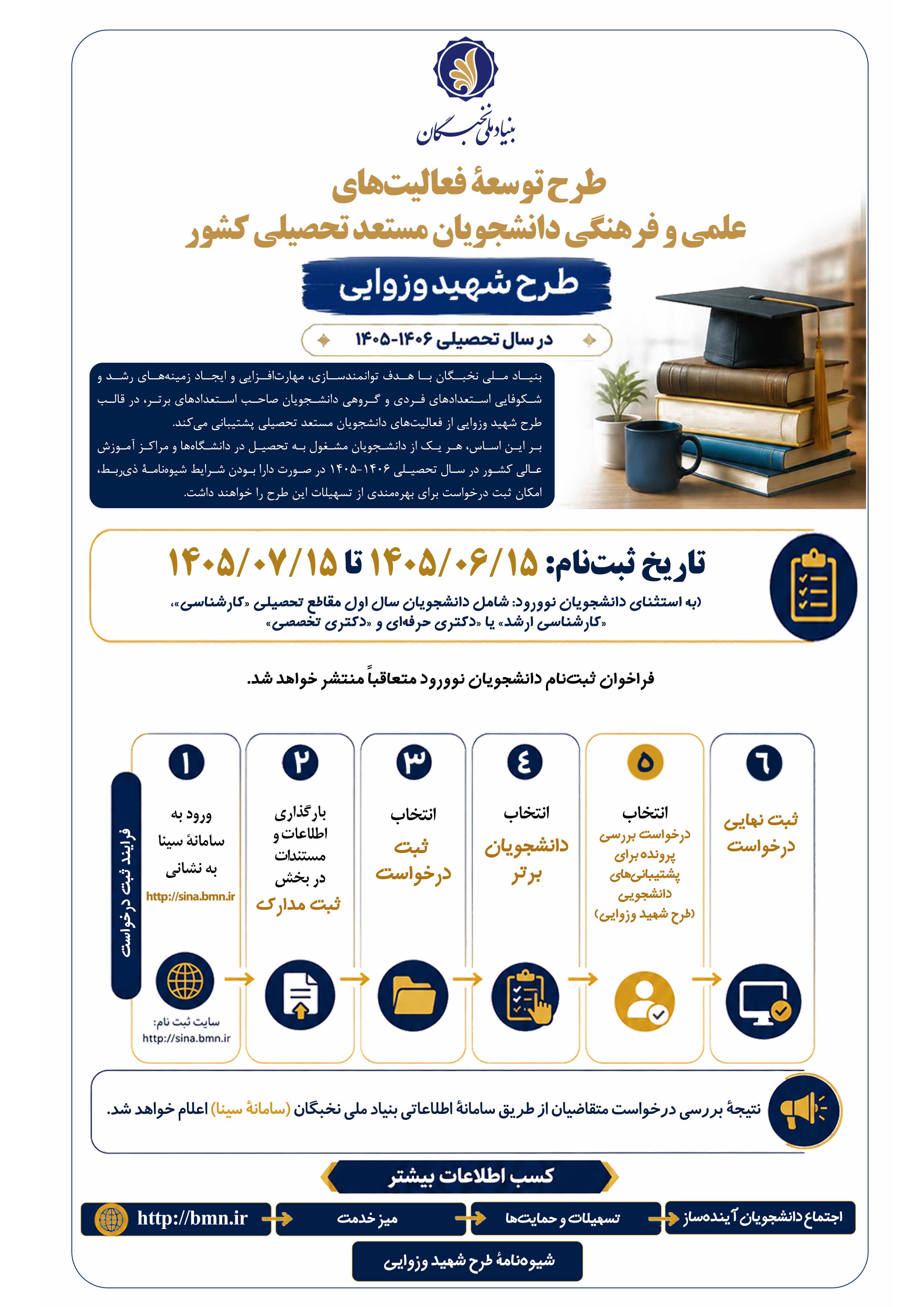 فراخوان ثبت نام دانشجویان (طرح توسعه فعالیت های علمی و فرهنگی دانشجویان مستعد تحصیلی کشور)